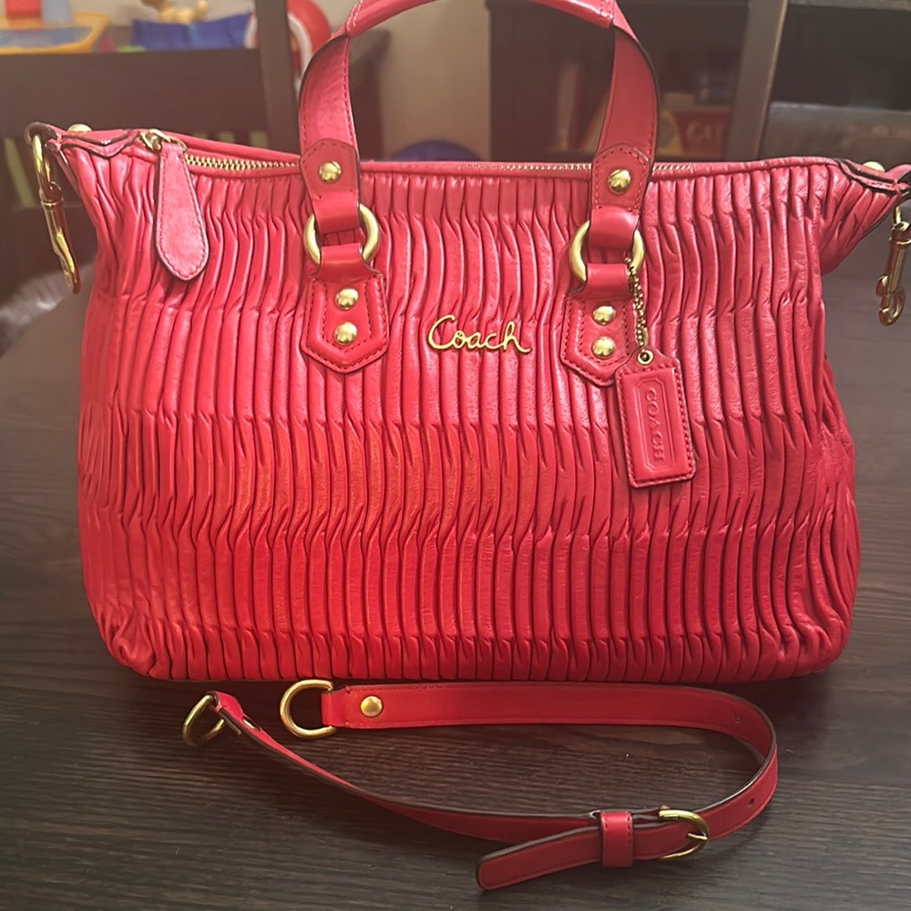 Coach Ashley gathered leather satchel